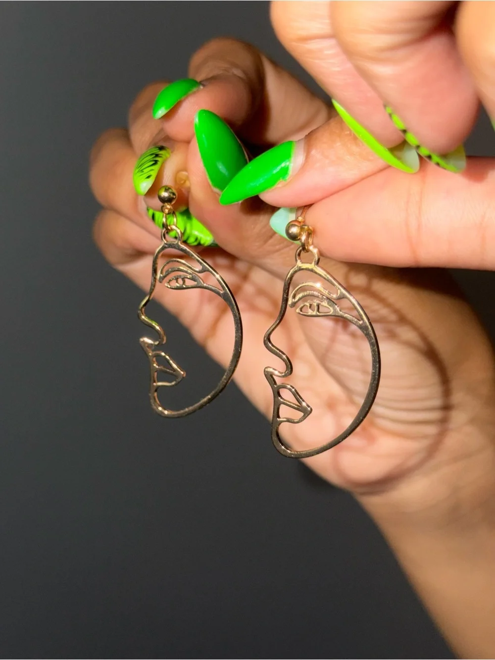 Gold Abstract Figure Earrings-Choose 1 - Picture 5 of 7
